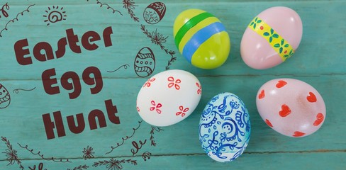 Composite image of easter egg hunt logo against white background