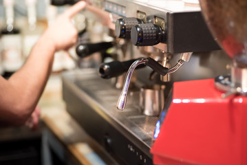 Professional coffee machine in the coffee shop