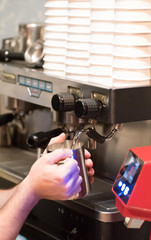 Professional coffee machine in the coffee shop