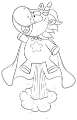Niedliches Einhorn als Superheld Vektor Illustration