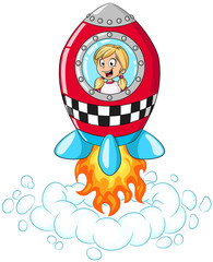 Mädchen in Rakete Vektor Illustration © Christine Wulf