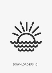 Sunset icon, Vector