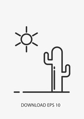 Desert icon, Cactus icon, Vector