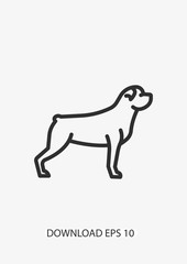 Rottweiler dog icon, Vector