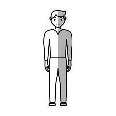 man wearing casual clothes, cartoon icon over white background. vector illustration