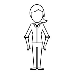 outlined woman girl avatar image vector illustration eps 10