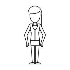 outlined woman girl avatar image vector illustration eps 10