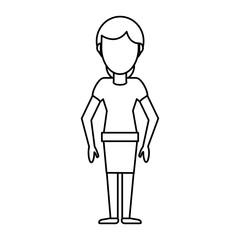 outlined woman girl avatar image vector illustration eps 10