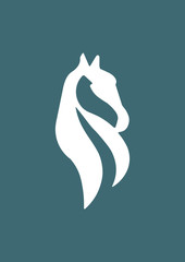 Horse head with long horshair icon, Vector