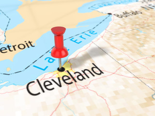 Pushpin on Cleveland map
