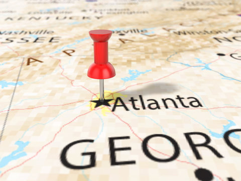 Pushpin on Atlanta map