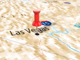 Fotobehang Punaise op de kaart van Las Vegas © Julydfg