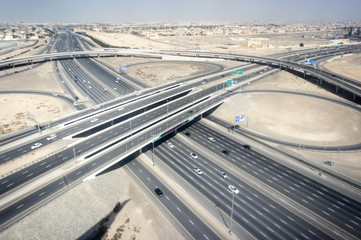 Aerial view of complex highway junction