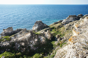 Fototapeta na wymiar Seashore. Tarhankut, Dzhangul Russian Crimea at summer