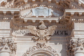 Facade of the cathedral in Syracuse, Southern Sicily