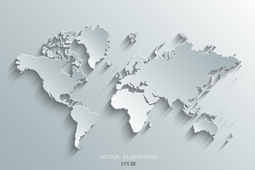 World map paper on a gray background.