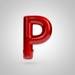 Metallic paint red letter P uppercase