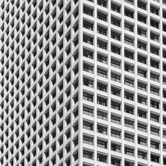 Grid of skyscraper windows on the fasade in Los Angeles downtown