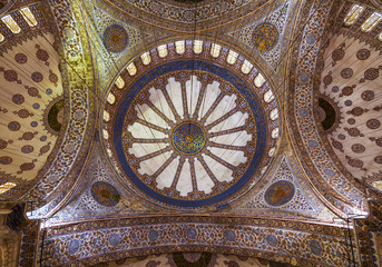 Internal view of Blue Mosque, Sultanahmet, Istanbul