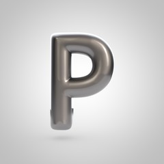 Metallic paint silver letter P uppercase