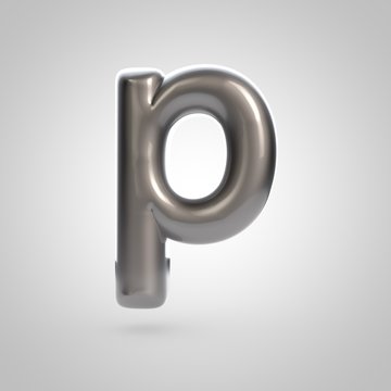 Metallic paint silver letter P lowercase