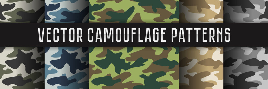 Vector seamless camouflage patterns.