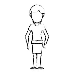 sketch female girl faceless image vector illustration eps 10