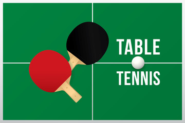 Table tennis design with green table.