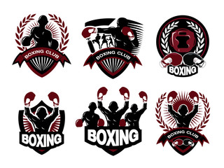 Illustration of boxing logo set
