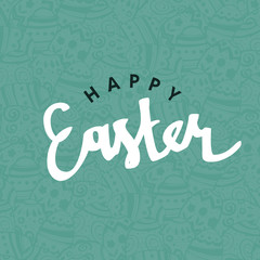 Happy Easter. Eggs pattern. Holiday design template. Blue Spring Background Abstract.