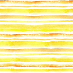 Ensemble de motifs sans couture de bandes aquarelles. Fond jaune, orange