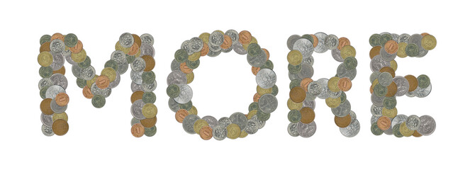 MORE – Coins on white background