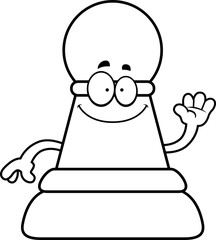 Cartoon Chess Pawn Waving
