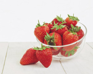 strawberries in a glass bowl