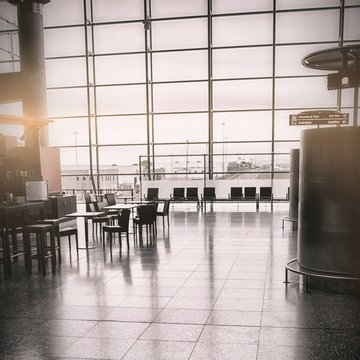 Empty seats at airport terminal