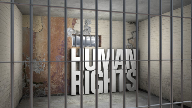 human rights behind bars - symbolic 3D rendering concerning totalitarian systems