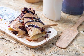 roll pancake filling with cream
