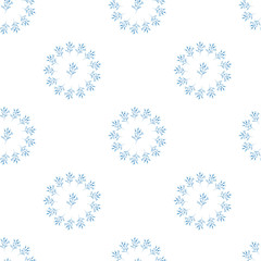 Elegant gentle blue pattern in small-scale flower buds. Millefleurs. Liberty style. Floral seamless background for textile, porcelain, chinaware, wallpapers, print, gift wrap, scrapbooking