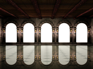 Medieval hall and arches