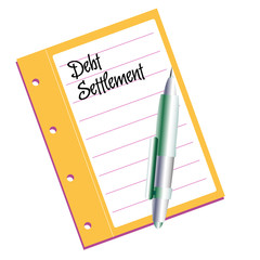 Isolated document with the text debt settlement written on its first page