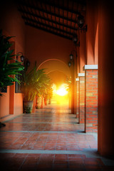 Fototapeta premium dark view of gate with sunlight