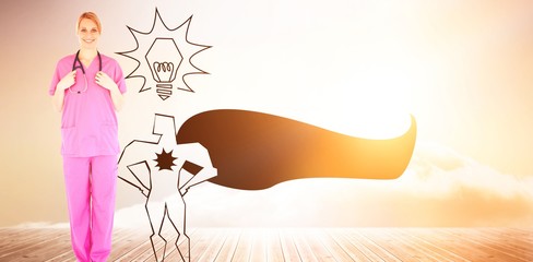 Confident young female surgeon holding a stethoscope