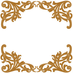 Golden vintage border frame engraving with retro ornament pattern in antique baroque style decorative design. Vector.