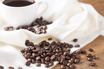 black coffee bean and white cup