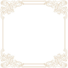 Golden vintage border frame engraving with retro ornament pattern in antique baroque style decorative design. Vector.
