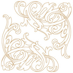 Golden vintage baroque ornament, corner. Retro pattern antique style acanthus. Decorative design element filigree calligraphy vector. - stock vector