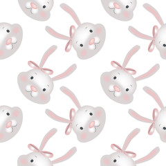 Obraz na płótnie Canvas Seamless little bunny pattern. Vector background with cute rabbits for girls design.