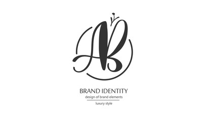 Luxury brand identity. Calligraphy AB letters - sophisticated logo design.