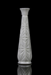 elegant white vase on black background