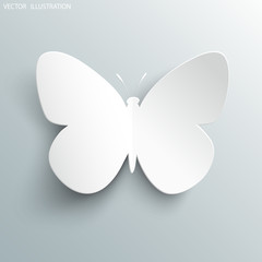 Beautiful paper butterfly on white background.